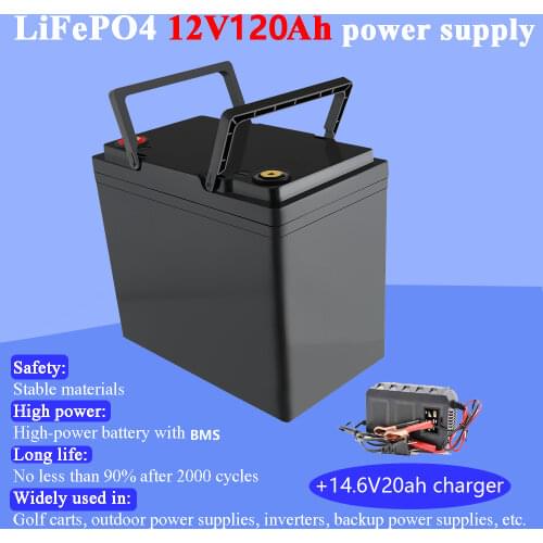 12v 120ah Capacity lifepo4 12.8V battery solar battery pack RV Rechargeable Lithium Iron with bms for Outdoor camping