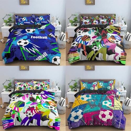 2/3Pcs 3D Football Sport Series Duvet Cover Bedding Sets Soft Pillowcases Basketball Queen King Boy Gift Bed Sets