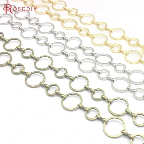 21498)1 Meter 12MM+8MM Round Closed Rings Link Chains Brass Chains Handmade Necklace Chains Diy Findings Accessories Wholesale