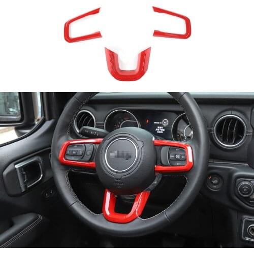 3pcs/Set Car Steering Wheel Button Decoration Cover Stickers Trim for Jeep Wrangler JL 2018+ & JT Gladiator 2018