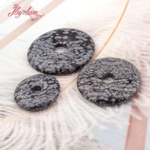 30,40,50mm Donut Rings Snowflak Obsidian Natural Stone Loose Beads For DIY Women Necklace Bracelet Pendant Jewelry Making 1 Pcs
