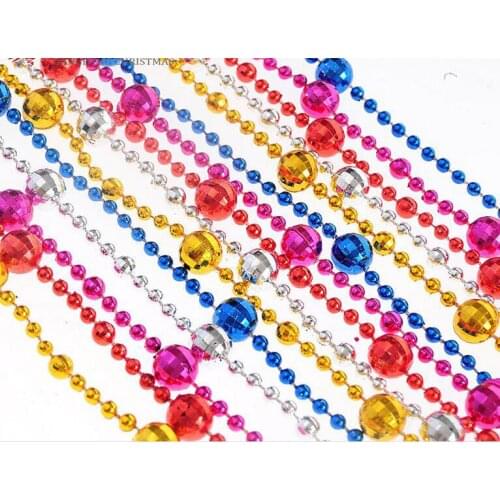 5pcs 2.7M Gold/Silver/Red/Blue/Rose Round Ball Beads Garland Christmas Holiday Party Birthday Venue Hanging Decoration