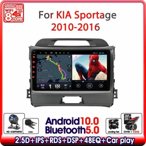 Android 10.0 2 din 4+64G Car Radio Multimedia RDS DSP 48EQ IPS Video Player For KIA Sportage3 2010-2016 GPS Navigation Autoradio