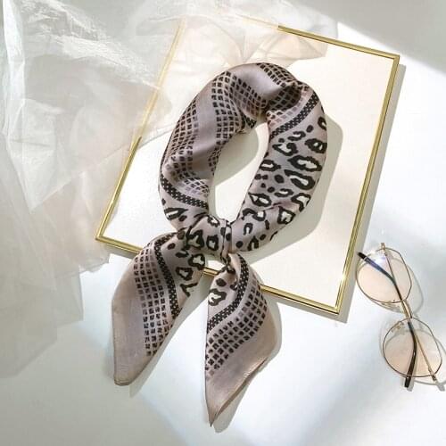 Aurdolf 2020 new stripe scarves women leopard novelty silk square foulard ladys neck hair scarf printed print girl hair scarf