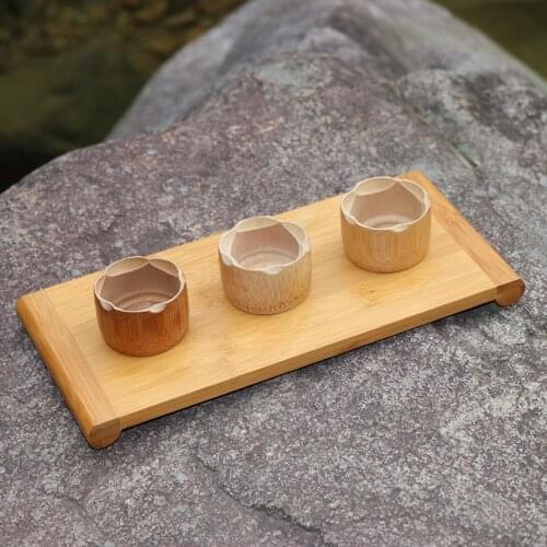 Bamboo Tea Tray Storage Dish Cup Dessert Serving Plate Traditional Snacks Food Container Kung Fu Puer Saucer home decoration