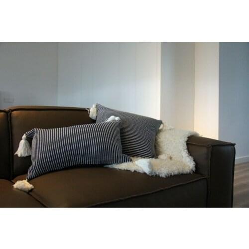 Tassels Decorative Cushion Cover 45x45cm/30x50cm Black Sofa Pillow Case Cover Handmade Home Decoration for living Room Bed