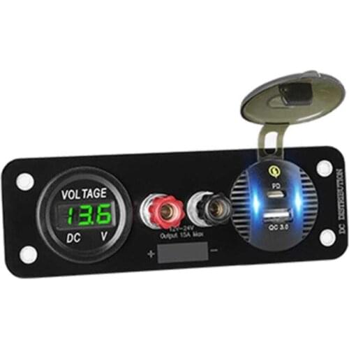 Dual QC3.0 Cigarette Lighter Socket Splitter Waterproof 12V Dual USB Charger Power Adapter Outlet Panel Dual USB Port QW