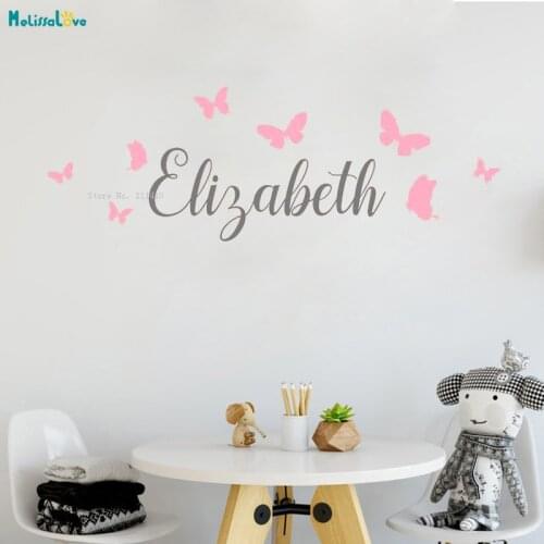 Custom Two Colors Kids Room Wall Sticker Nursery Butterfly Decals Home Deco Diy Personalized Baby Removable Lovely Murals TY2491