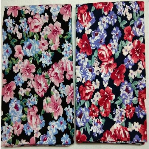 Graceful Pink Blue & Red Purple Blooming Flowers Poplin fabric home Textiles Floral Cotton Poplin fabric for sewing quilting bed