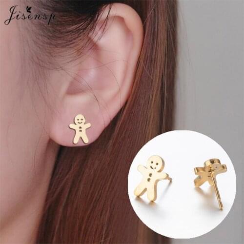 Jisensp 2021 New Fashion Lovely Paper Men Stud Earrings Stainless Steel Jewelry for Women Girls Cute Cartoon Animal Earrings