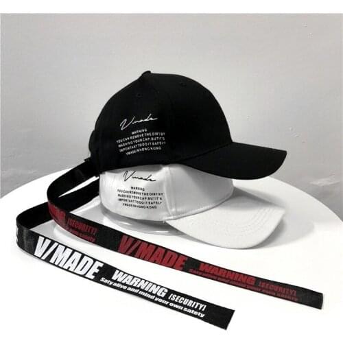 Hat female New summer Korean street English letters long belt baseball cap fashion casual hip hop visor unisex Adjustable cap