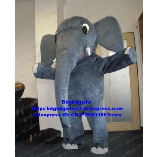 Grey Elephant Elephish Mascot Costume Adult Cartoon Character Outfit Suit Pedestrian Street Business Anniversary zx1587