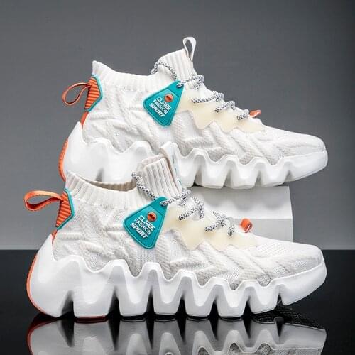 Chunky Men Shoes Height Increasing Wavy Sole Platform Sneakers Mesh Breathable Light Street Trend Fashion Mens Shoes Casual