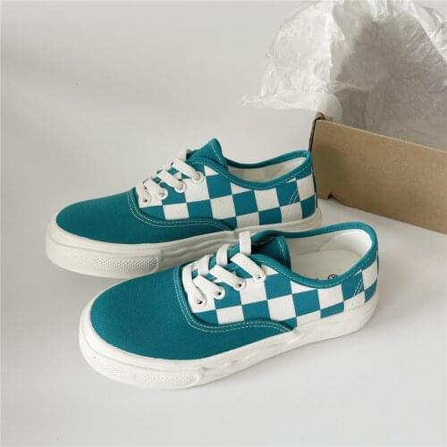 Sneakers women design dissolving summer versatile low top Plaid casual canvas shoes skateboard shoes женская обувь на лето2021