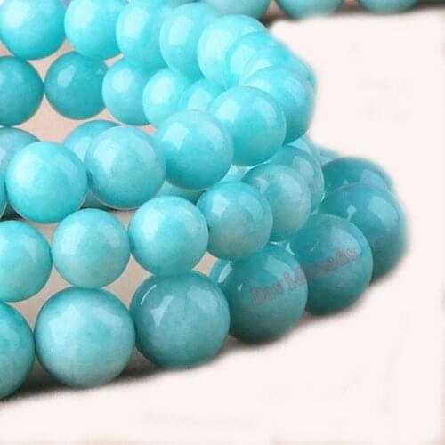 Factory price Natural Stone Aqua Amazonite Round Loose Beads 16" Strand 4 6 8 10 12 MM Pick Size For Jewelry Making
