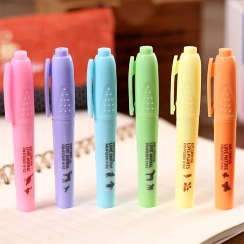 6pcs/Set Candy Color Highlighter Notebook Maker Pens Fluorescent Line Marker Pen N84A