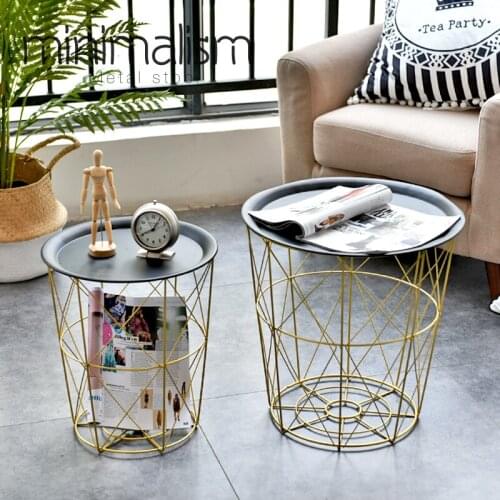 GY Nordic Iron Geometric Metal Storage Basket Decoration Modern Sofa and Tea Table round Table Side Table Soft Decoration