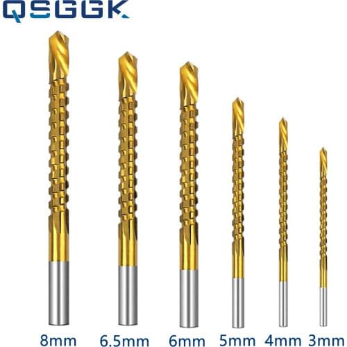 6pc HSS Cobalt Drill Bit Set Woodworking Tools Jagged Spiral Slotting Drilling Cut 3MM-8MM Suit Dropshipping Center High Quality