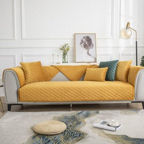 Non-slip Plush Sofa Cover for Living Room Solid Color Dirt-proof Sofa Cover Elastic Protect Pet Dog Cushion Mat Seats Sofa