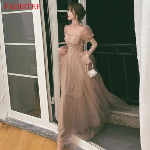 New Style Prom Dress Short Puffy Sleeves Evening Gowns Robe De Soirée De Mariage платье на выпускной فساتين السهرة