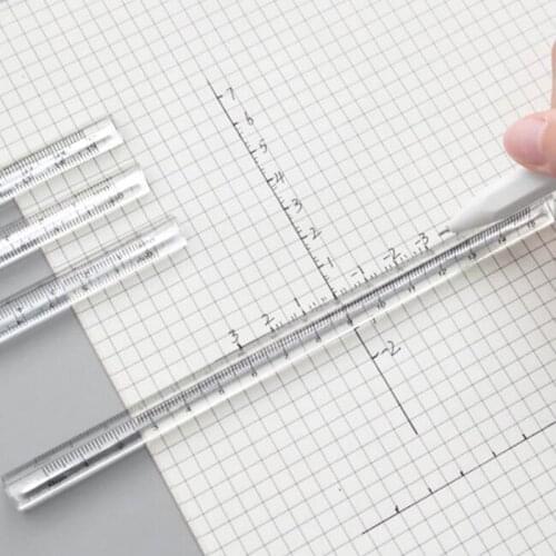 Transparent Straight Ruler Students Stationery Simple Triangular Rulers Both Sides Acrylic Measuring Tools