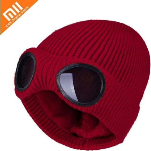 Xiaomi Winter Warm Men Beanie Hat with Glasses Cap Knitted Women Men Knit Hats Windproof Ski Caps Sports Multi-function Caps