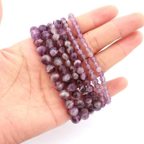 High Quality Natural Purple Round Amethyst Bracelet Women Couple Natural Stone Bracelet Bracelets Party Jewelry Gifts 4 6 8 10mm
