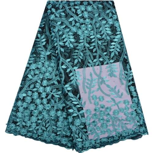 High Quality Teal African Lace Fabric Stones French Tulle Lace Fabric Latest Arrival Hot Sale 5 yards For Dress Burgundy 1192