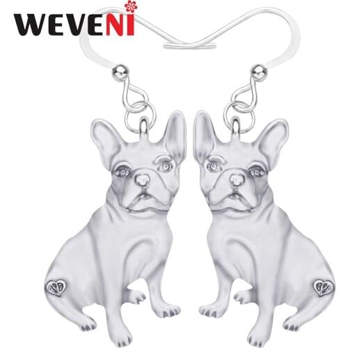 WEVENI Alloy Antique Gold Plated French Bulldog Earrings Lovely Animal Dangle Drop Jewelry For Teen Kid Festival Gift Decoration