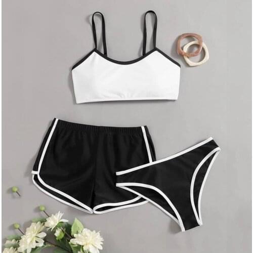 Women Sexy Thong Swimsuits 3 Pieces Push Up Bikini Sets New Girl Beach Bathing Suits Swimwear Soprt