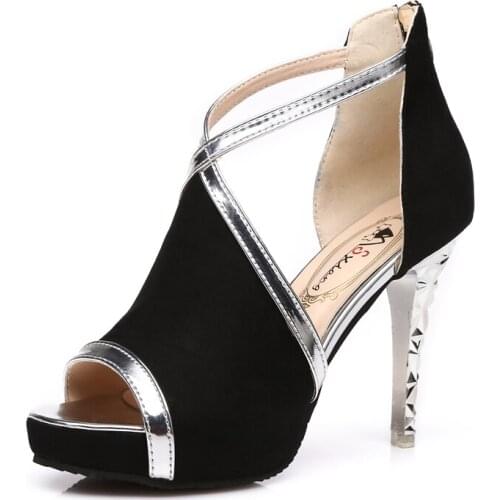 Women Pumps 2018 Sping Summer Peep Toe High Heels Hollow rome Thin Heel sexy party Shoes Woman