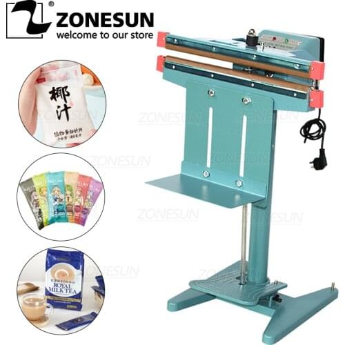 ZONESUN Manual Plastic Bag Heat Sealing Machine with Foot Pedal Dual Use Aluminum Foil Heating Sealer Food Beverage Machinery