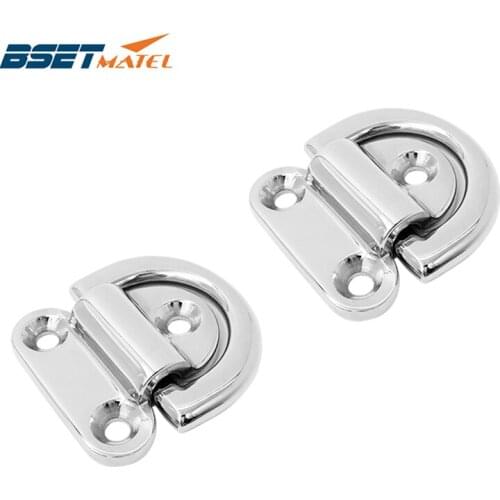 2PCS BEST MATEL 7mm Mirror Polish Marine Grade 316 Stainless Steel Boat Lashing D Ring Tie Down Cleat for Yacht