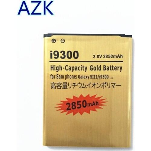 AZK NEW 2850mAh High Capacity Gold Battery For Samsung GALAXY S3 SIII S 3 III I9300 i535 i747 T999 L710 I9305 I9308