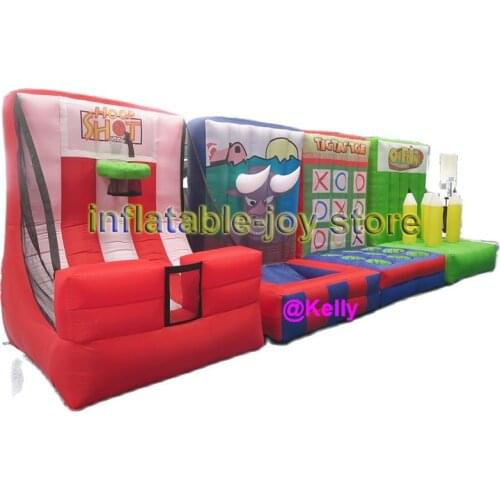 Free air shipping inflatable sport game, durable functional basketball, hoopla, ball shoot carnival inflatable games for sale