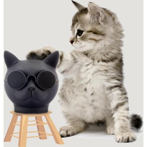 Bakeey 1500mAh Bluetooth V5.0 EDR Rechargeable HIFI Stereo Sound Music Player Built-in Microphone Cute Cat Shape Speaker Black