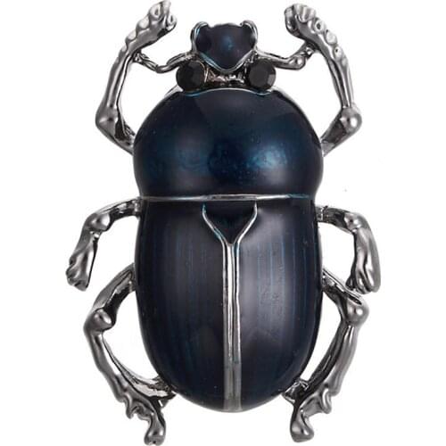 Blue Insects Brooches Gold Color PTFE Brooch Pins Vintage Women Hats Scarf Clips Jewelry Bijoux