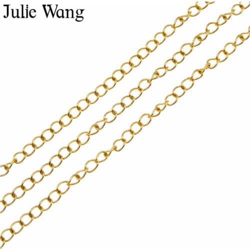 Julie Wang 1 Meter Stainless Steel Link Chain Gold White K Color Chain Necklace Bracelet Anklet DIY Jewelry Making Accessory