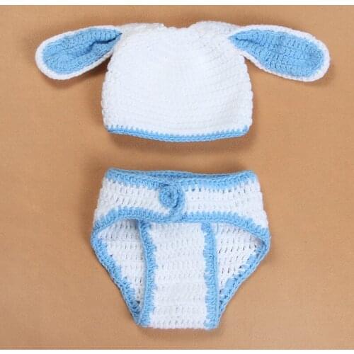 Baby Rabbit Costume Girl Flower Hat Newborn Crochet Outfits Photography Props Q1FE