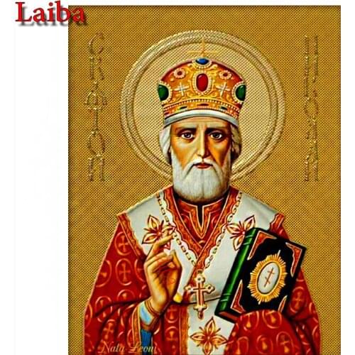 Diy full square round drill diamond painting st.Nicholas religious saint icon mosaic embroidery sale 5d cross stitch home decor