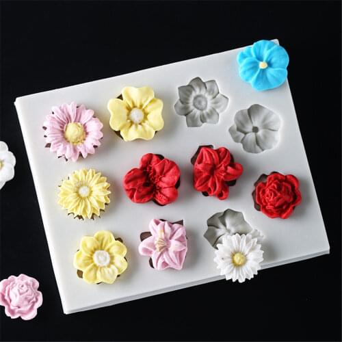 DIY Cake Decorating Tools Silicone Molds 11 Flowers Fondant Cake Chocolate Baking Dish Kitchen Sugarcraft Pastry Tool