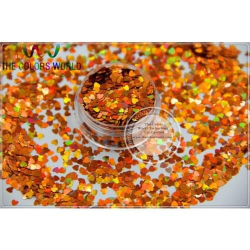 LM-41 Size 3 mm laser holographic Copper color Glitter paillette Heart shape spangles for Nail Art and DIY supplies1pack=50g