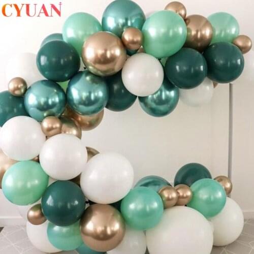 Retro Bean Olive Green Balloons Chain Garland Arch Metallic Helium Ballon Wedding Kids Baby Shower Birthday Party Decors Globos