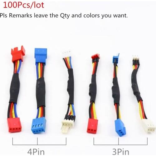 100P Fan Resistor Cable 3/4 Pin Male to 3/4Pin Female Connector Reduce PC CPU Fan Speed Noise Extension Resistor Slow down Cable
