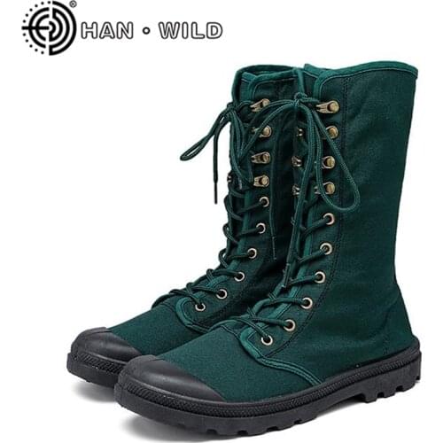 Canvas Men Boots 2021 Spring Fashion Men Casual Shoes Mid-calf Male Military Tactical Boots Comfortable Sneakers