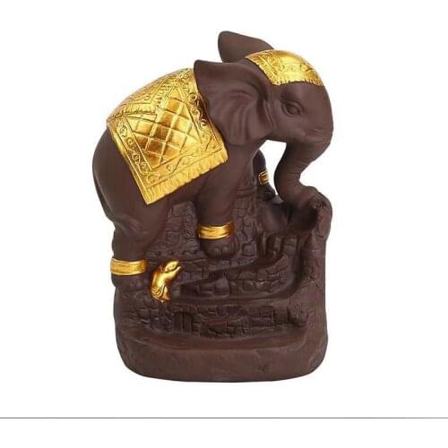Elephant Reflux Backflow Incense Burner Incense Base Ceramic Statue Home Decor