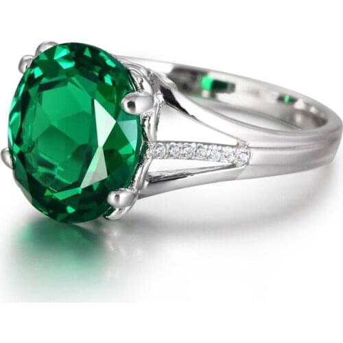 Ociki Silver Color Cubic Zirconia Party Oval Green Crystal Rings for Women Girls Gift Wedding Drop Shipping Jewelry Wholesale