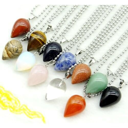 Natural stone pendant Quartz Crystal tiger eye aventurine Howlite round conical shape pendant Jewelry necklace 1pc