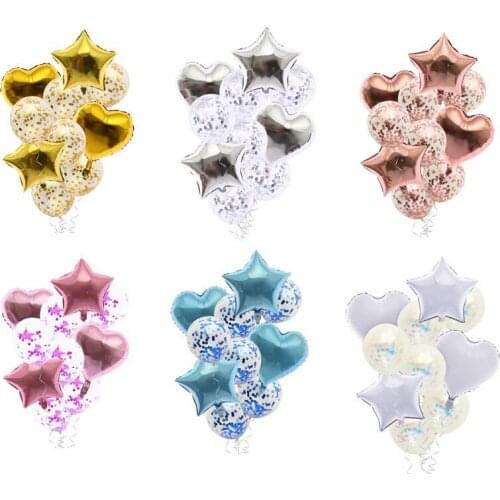 1 Set Metallic Confetti Air Balloons With Ribbon Birthday Party Helium Balloon Decorations Wedding Festival DIY Party Supplies