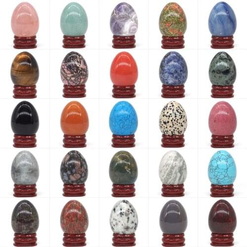 30x40mm Wholesale Natural Gemstone Crystal Reiki Healing Energy Quartz Home Decor Hand Play Stone Massage Egg Crafts / Stand